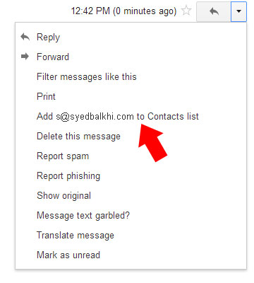 Gmail Add to Contacts