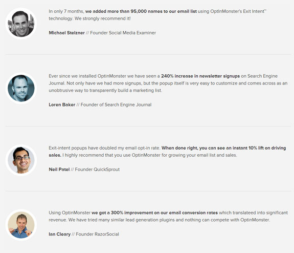 Testimonials Screenshot