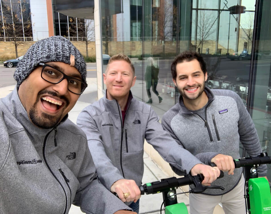Jared, Thomas, and I riding Lime Bike in Nashville