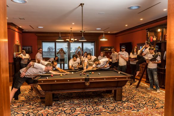 Fun team photo in the game room Fun team photo in the game room