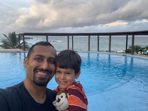 Taking a picture with Solomon at Punta Mita pool before we leave Taking a picture with Solomon at Punta Mita pool before we leave