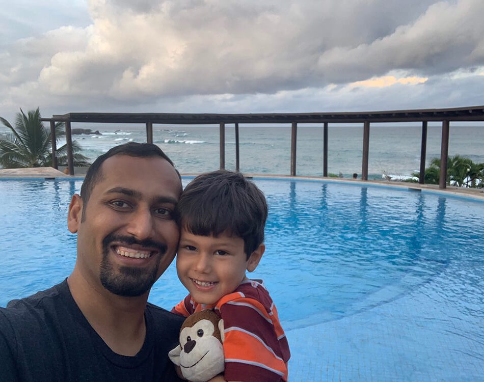 Taking a picture with Solomon at Punta Mita pool before we leave