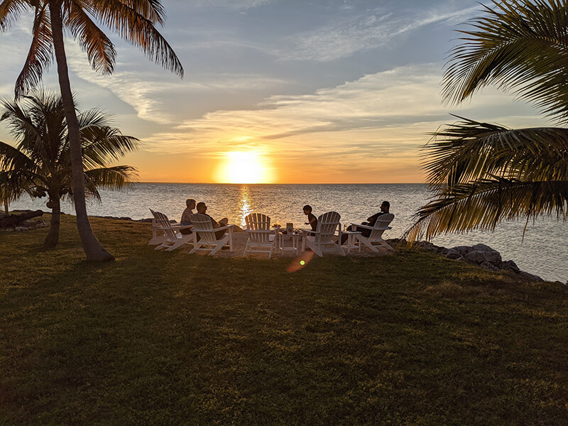 Family Sunset Photo by the Fire - Florida Keys