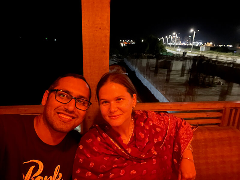 Amanda and me at dinner in Karachi