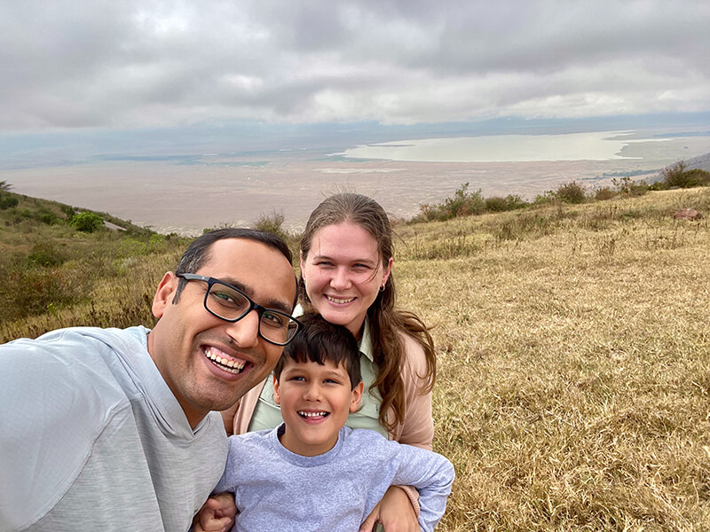 Balkhi family photo outside Ngorongoro