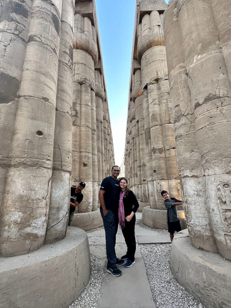 Having fun at Luxor Temple Columns