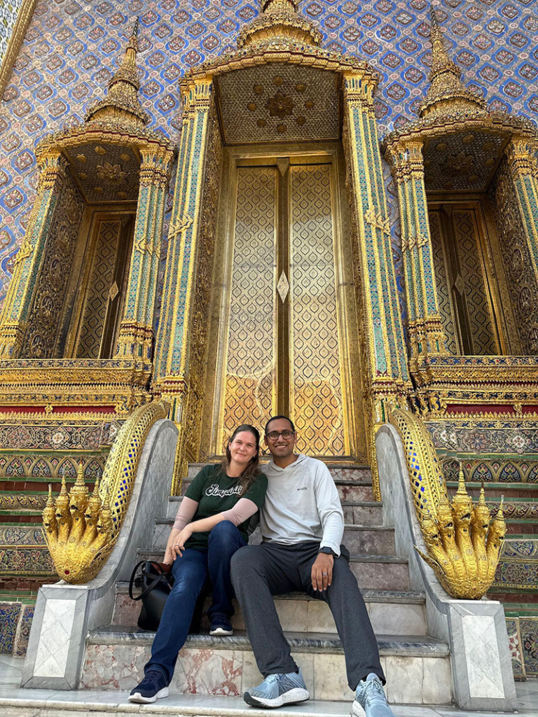 Syed and Amanda Thailand Temple Steps
