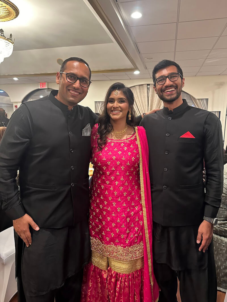 Cousins wedding day photo with my brother and sister