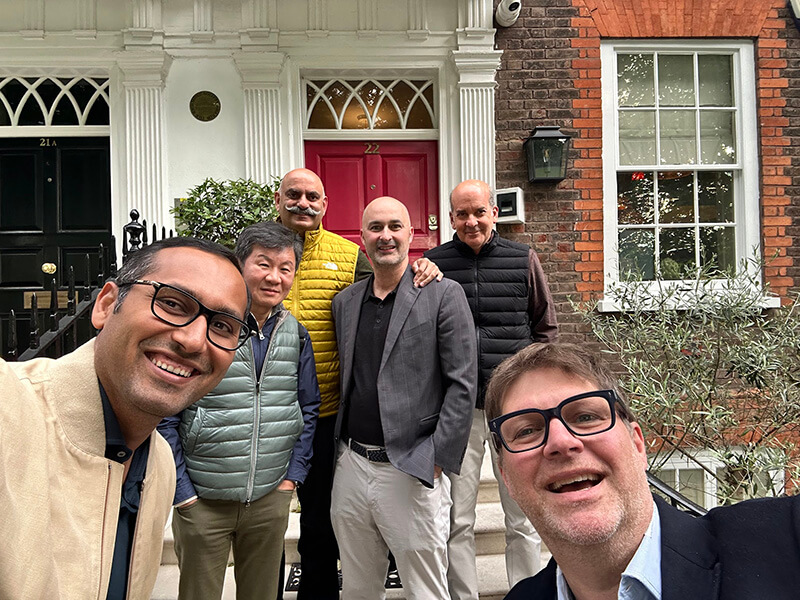 Forum Retreat in Richmond Green, London with Mohnish Pabrai, Guy Spier, Chung Mong Gyu, Dante, and Josh.